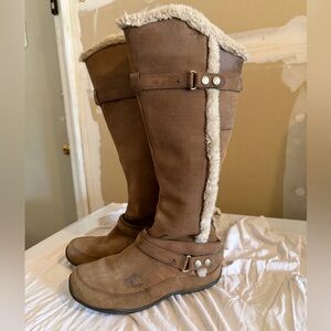The North Face Brown Knee-High Boots with Fur Trim